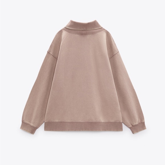 Zara washed ribbed trim sweatshirt - Picture 3 of 8